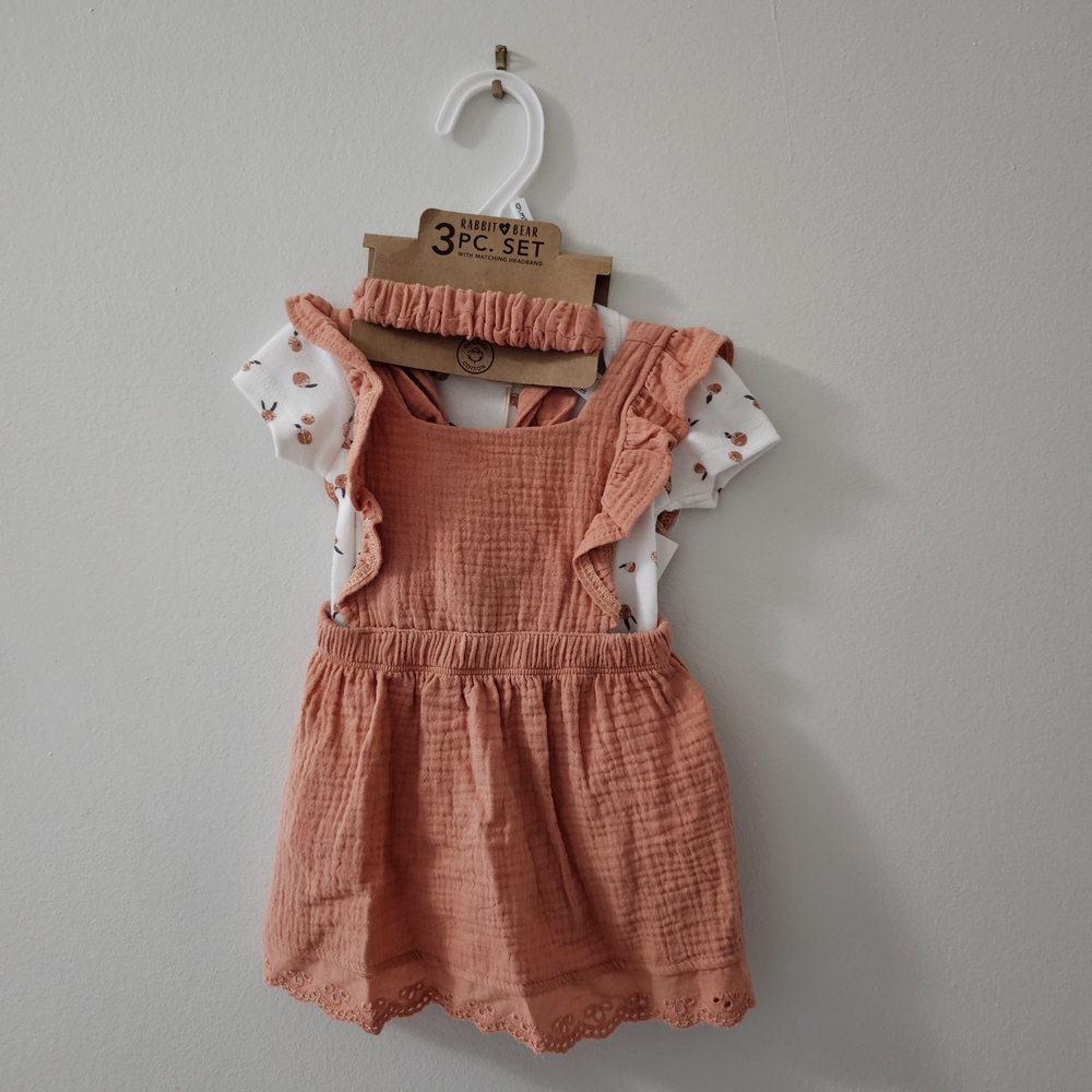 Peach Kids Matching Set with Floral Accents
